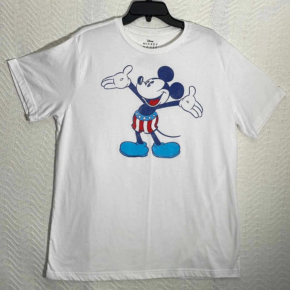 Disney Mickey Mouse USA Patriotic White TShirt Unisex XL-TG Mad Engine